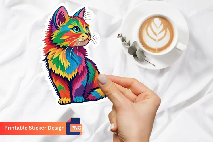 Colorful Cat Sticker, Rainbow Cat Sticker Collection