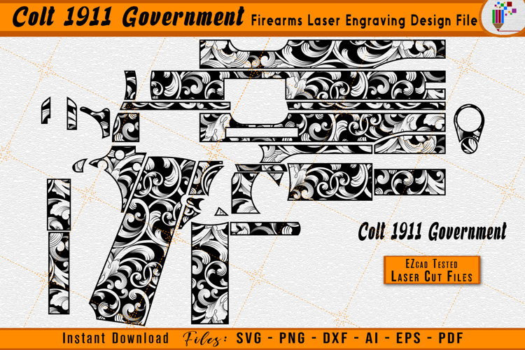 Colt 1911 Government Firearms / Gun Scroll Engraving Design