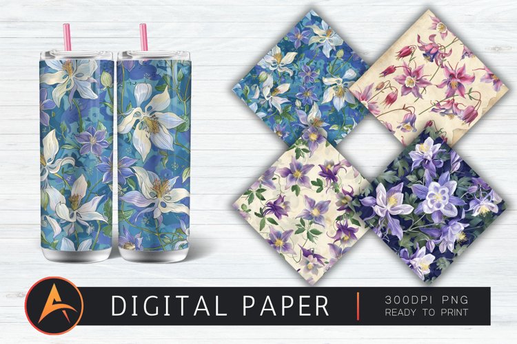 Columbine Flowers Digital Paper