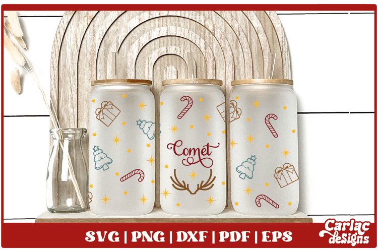 Comet Glass Can Wrap SVG Christmas Can Glass