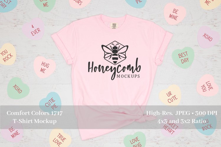 Valentines Shirt Mockup, Comfort Colors 1717 Blossom Mockup example image 1