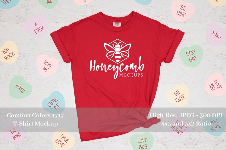 Valentines Shirt Mockup, Comfort Colors 1717 Red Mockup