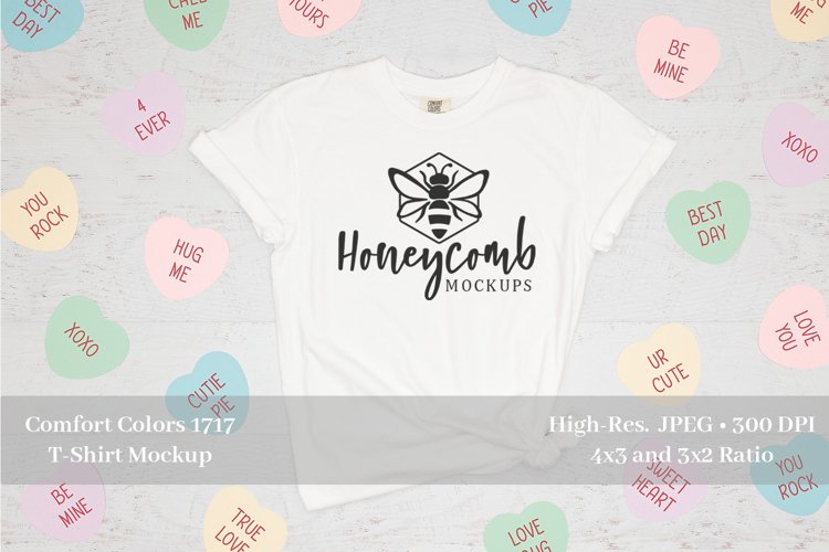 Valentines Shirt Mockup, Comfort Colors 1717 White Mockup example image 1