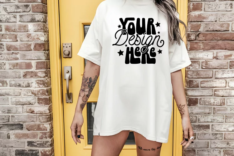 Comfort Colors C1717 Ivory Mockup Oversized Ivory Outdoors