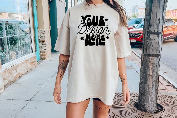 Comfort Colors C1717 Ivory Mockup Oversized Ivory Outdoors example image 1
