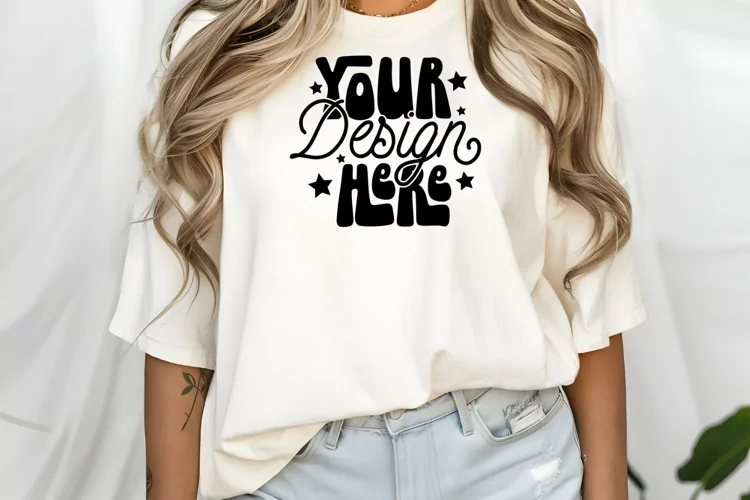 Comfort Colors C1717 Ivory Shirt Mockup - Oversized Mockup