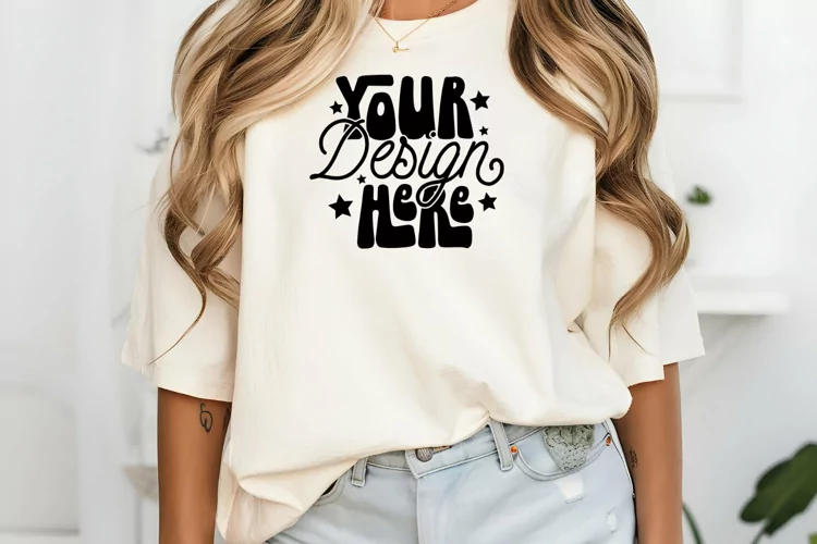 Comfort Colors C1717 Ivory Shirt Mockup - Oversized Mockup