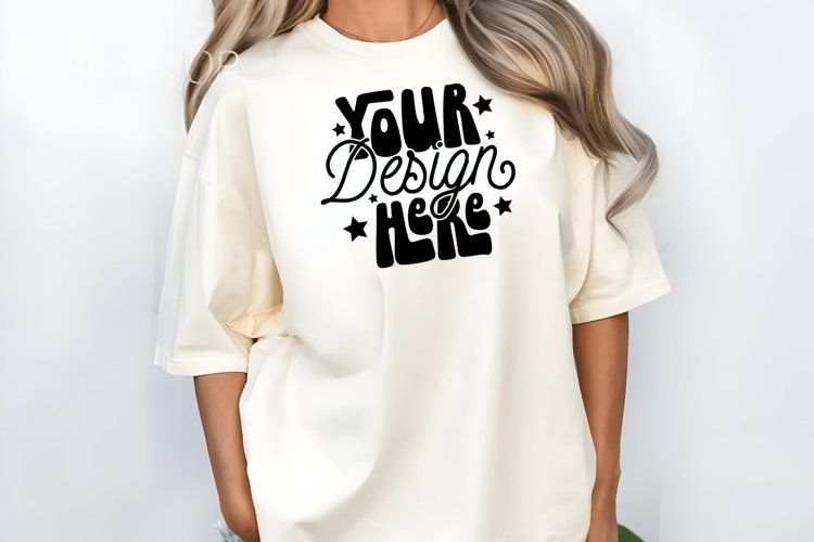 Comfort Colors C1717 Ivory Shirt Mockup, Oversized Mockup, example image 1