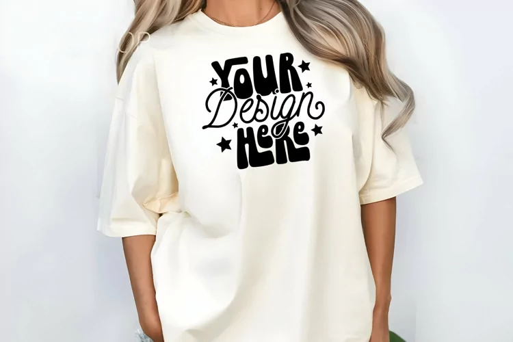 Comfort Colors C1717 Ivory Shirt Mockup, Oversized Mockup,