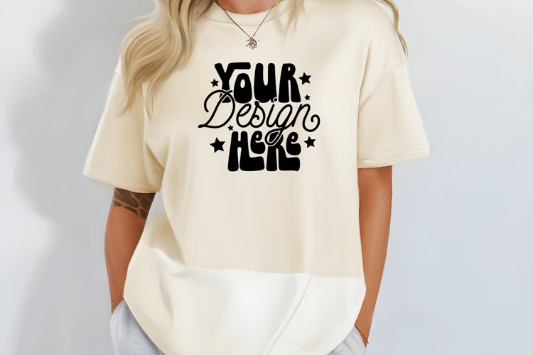 Comfort Colors C1717 Ivory Shirt Mockup, Tshirt Mockup, example image 1