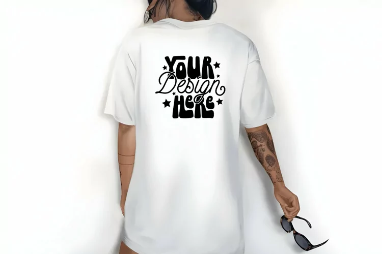 Comfort Colors C1717 White Back Mockup, Oversized White