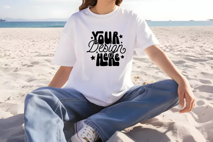 Comfort Colors C1717 White Mockup Oversized Shirt White