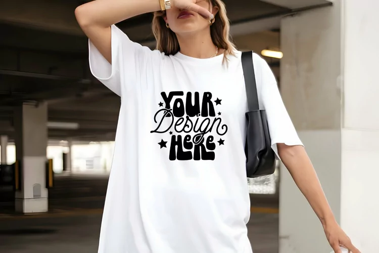 Comfort Colors C1717 White Mockup Oversized Shirt White