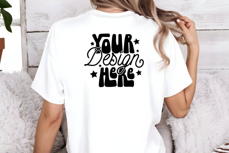 Comfort Colors C1717 White Shirt Back Mockup,White T-shirt