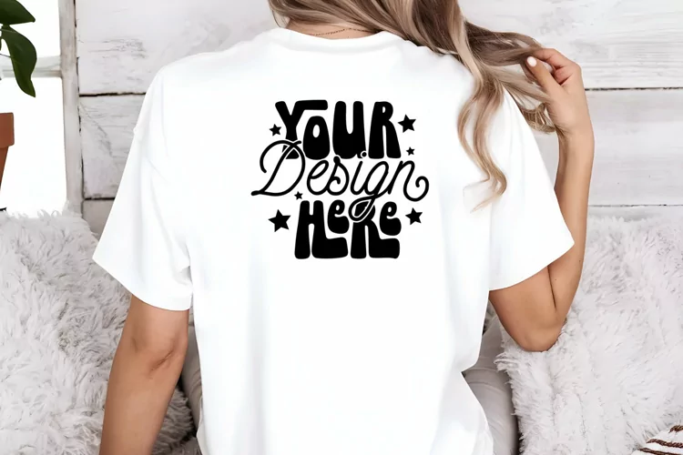 Comfort Colors C1717 White Shirt Back Mockup,White T-shirt