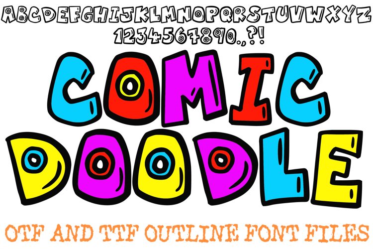 Comic Doodle Alphabet Font Letters Cartoon ABC OTF TTF Type
