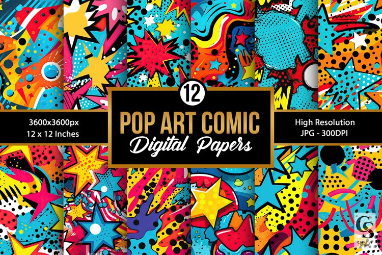 Abstract Comic Pop Art Seamless Pattern Digital Papers example image 1