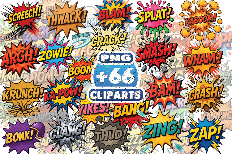 Comic Text PNG Bundle | Pop Art Explosion Clipart