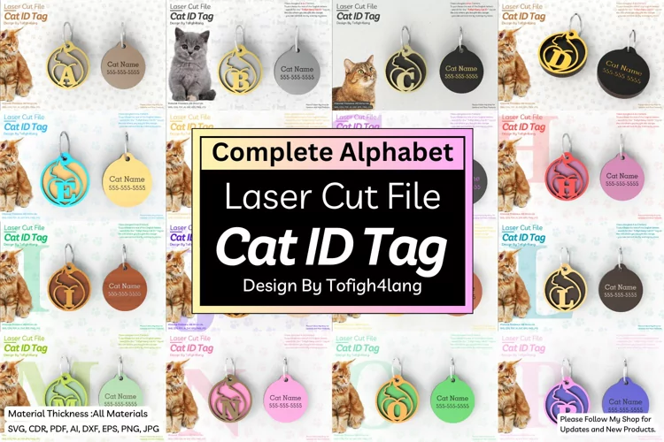 Bundles Cat Id Tag | Cat ID Tag | laser cut file | SVG | Cat