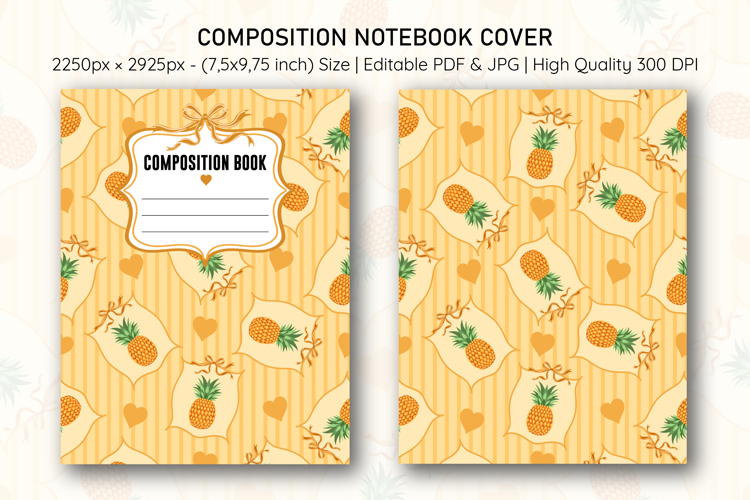 Pineapple Heart Compostion Notebook Cover | Notebook Cover