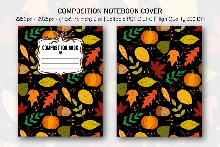 Fall Composition Notebook Cover | Notebook Cover example image 1