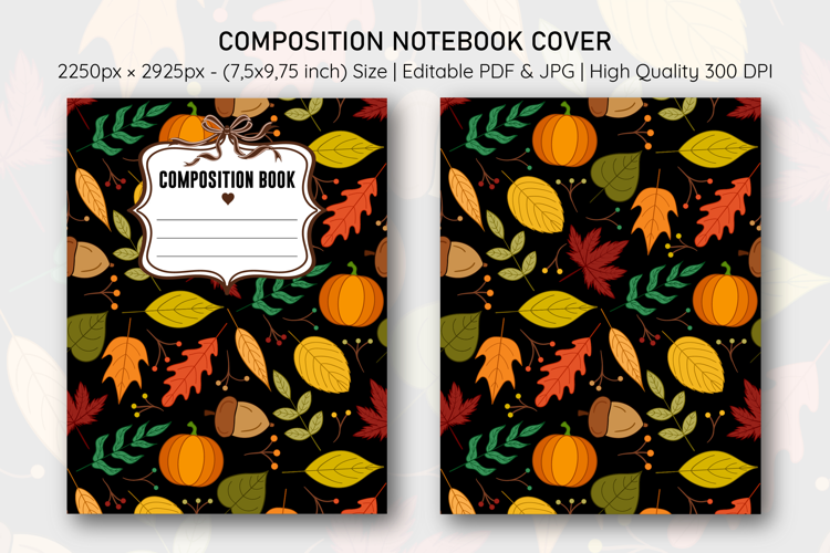Fall Composition Notebook Cover | Notebook Cover