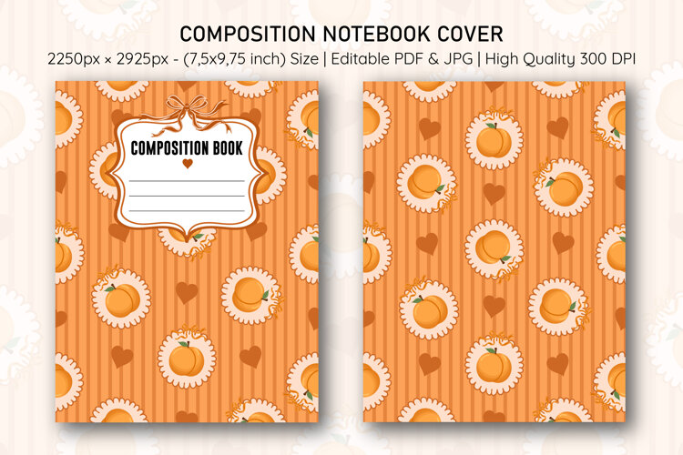 Peach Heart Compostion Notebook Cover | Notebook Cover example image 1