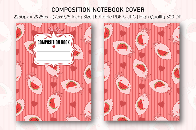 Watermelon Heart Compostion Notebook Cover | Notebook Cover