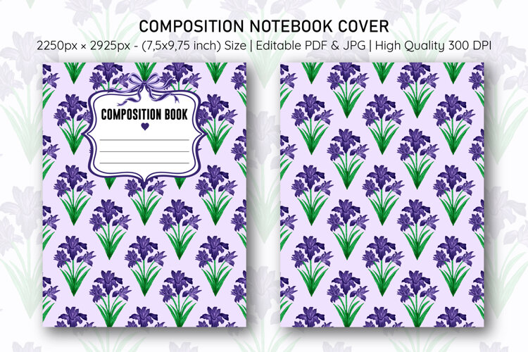 Iris Flower Composition Notebook Cover | Notebook Cover example image 1