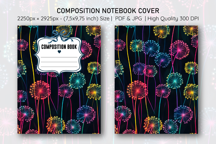 Neon Dandelion Compostion Notebook Cover | Notebook Cover