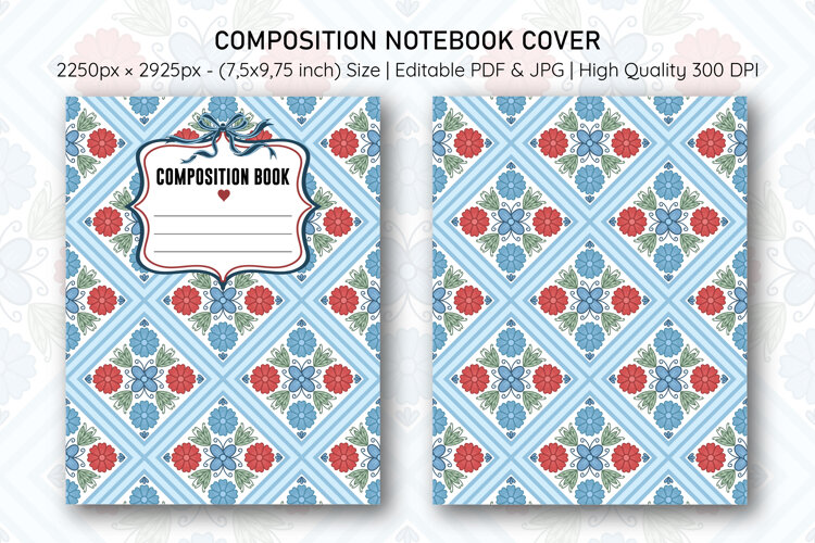 Folk Flower Composition Notebook Cover | Notebook Cover example image 1