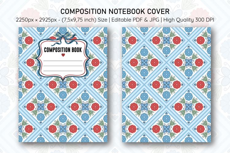 Folk Flower Composition Notebook Cover | Notebook Cover