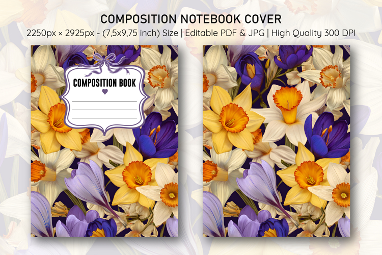 Daffodil & Crocus Flower Composition Notebook Cover | Notebo example image 1