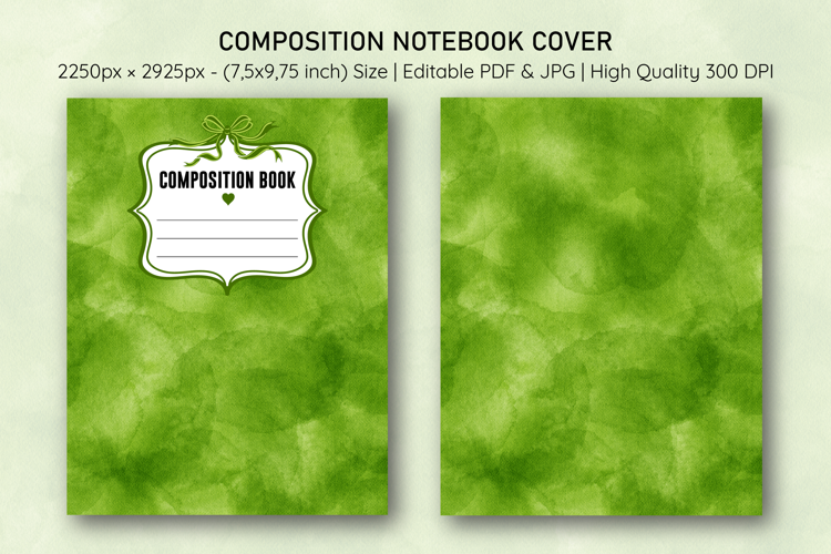 Watercolor Green Splash Composition Notebook Cover | Notebook