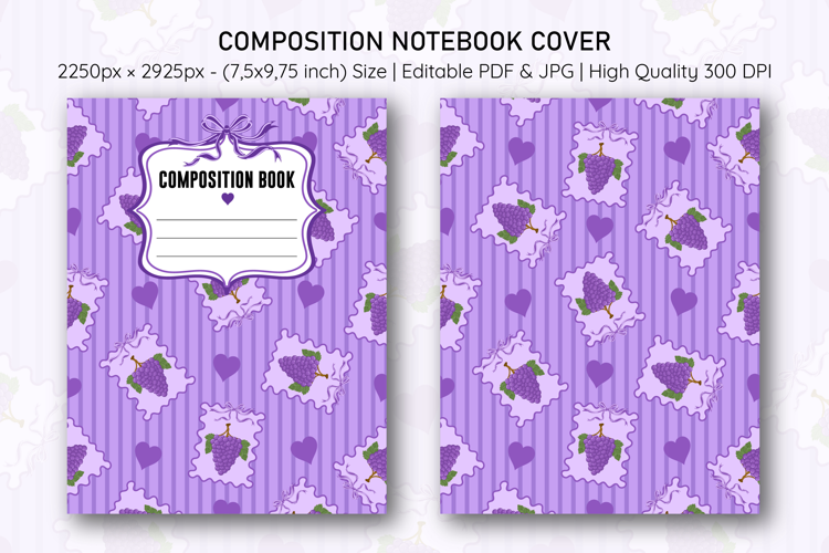 Grapes Heart Compostion Notebook Cover | Notebook Cover