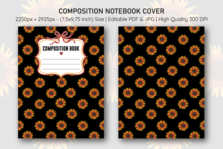 Sunflower Composition Notebook Cover | Notebook Cover
