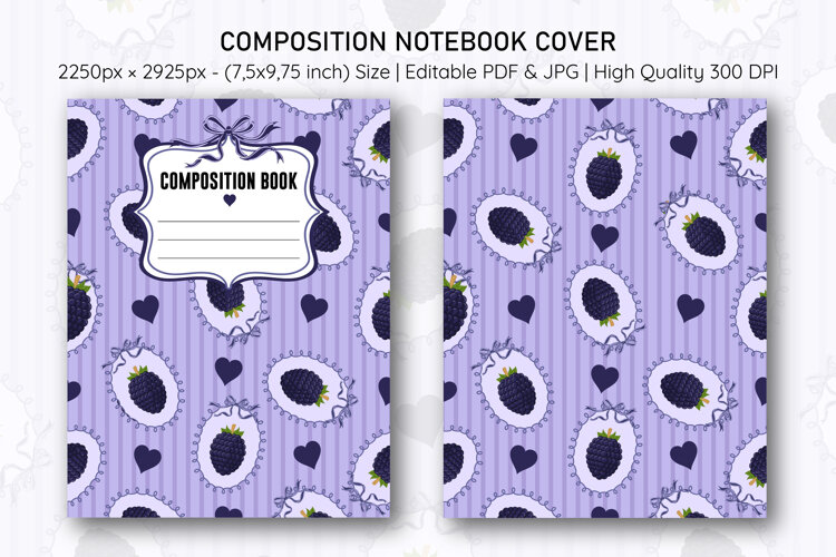 Blackberry Heart Compostion Notebook Cover | Notebook Cover example image 1