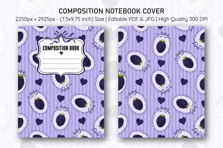 Blackberry Heart Compostion Notebook Cover | Notebook Cover