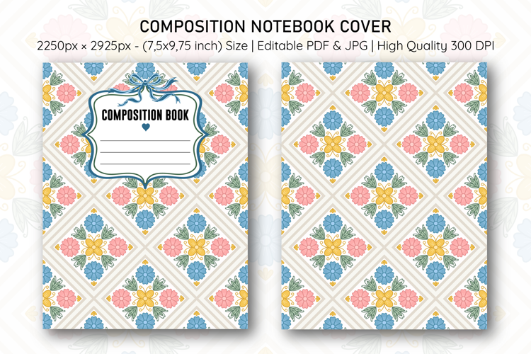 Folk Flower Composition Notebook Cover | Notebook Cover