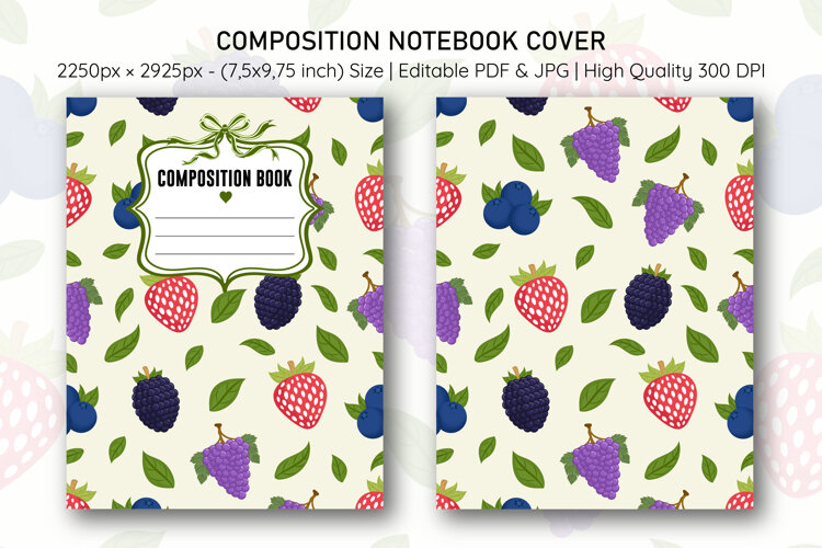 Berries Pattern Composition Notebook Cover | Notebook Cover example image 1