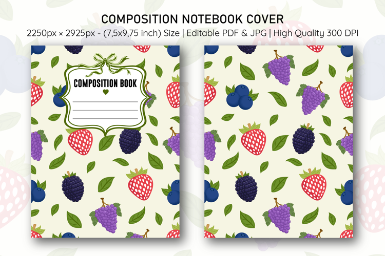 Berries Pattern Composition Notebook Cover | Notebook Cover