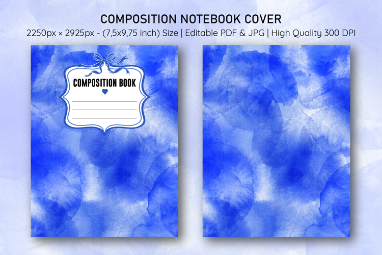 Watercolor Blue Splash Composition Notebook Cover | Notebook