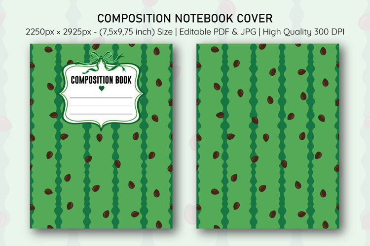 Watermelon Composition Notebook Cover | Notebook Cover example image 1