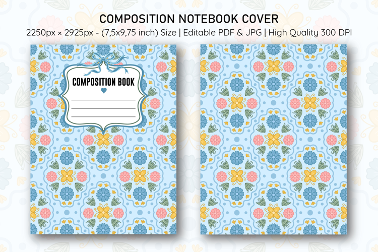Folk Flower Composition Notebook Cover | Notebook Cover