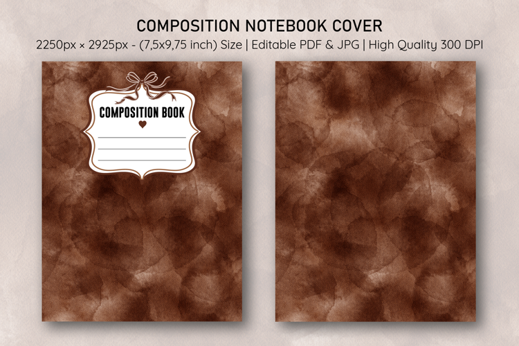 Watercolor Brown Splash Composition Notebook Cover | Noteboo