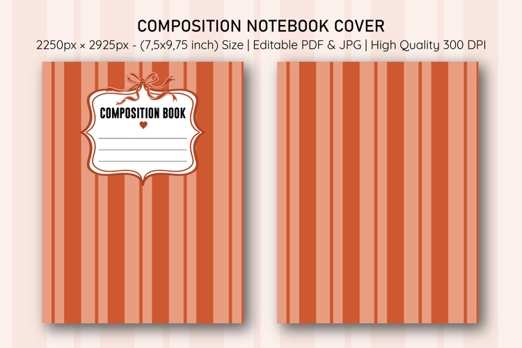 Fall Stripe Composition Notebook Cover | Notebook Cover example image 1