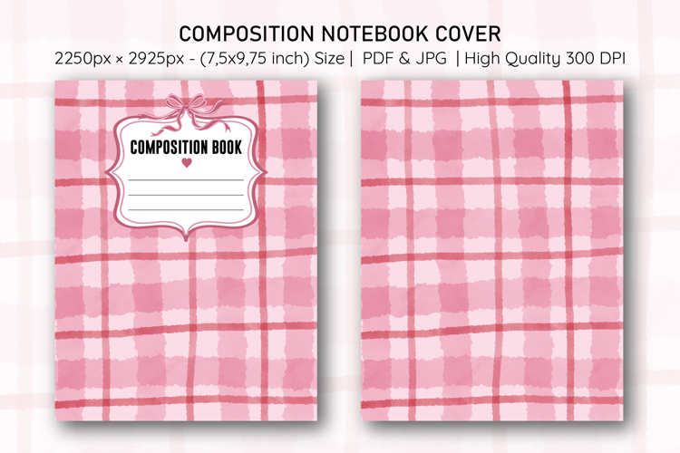 Watercolor Pink Stripe Composition Notebook Cover | Notebook