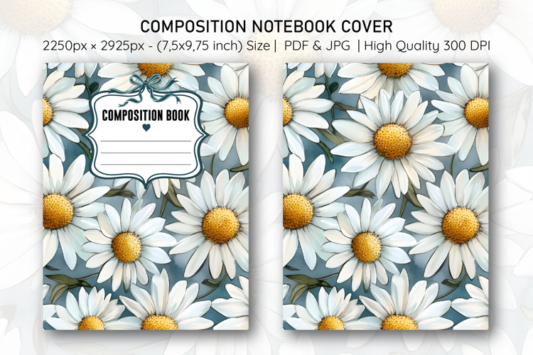 Watercolor Dasiy Flower Compostion Notebook Cover | Notebook