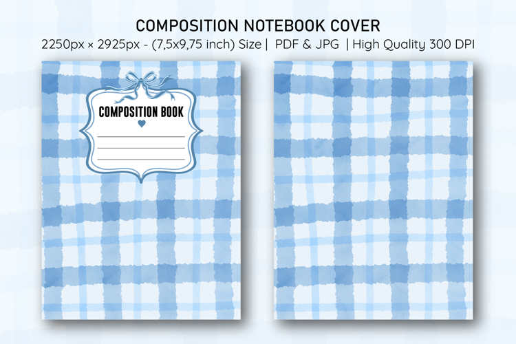Watercolor Blue Stripe Composition Notebook Cover | Notebook