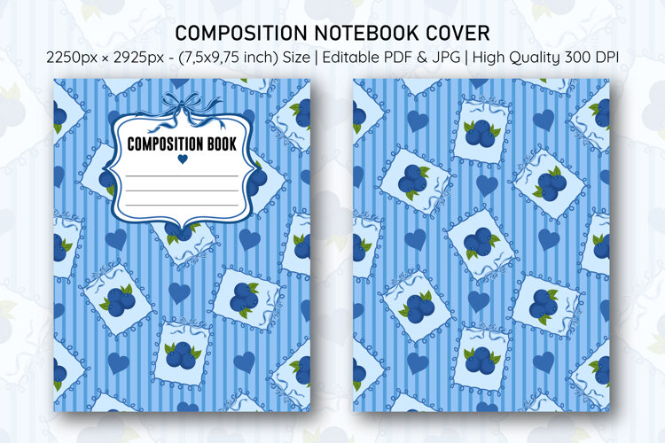 Blueberry Heart Compostion Notebook Cover | Notebook Cover example image 1
